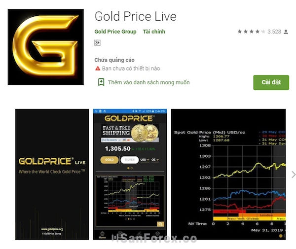 Ứng dụng Gold Price Live theo dõi giá vàng hàng đầu