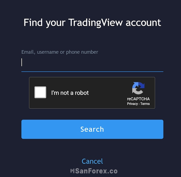 Tìm kiếm lại tài khoản đăng nhập Tradingview