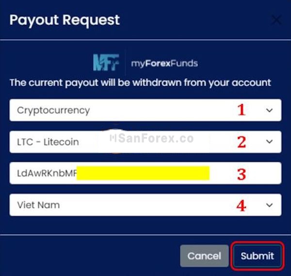 Hướng dẫn rút tiền trên MFF về ví Crypto